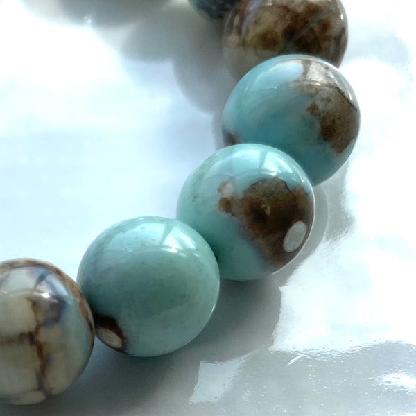 Aqua blue marble agate sterling silver bracelet