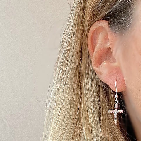Swarovski crystal cross earrings