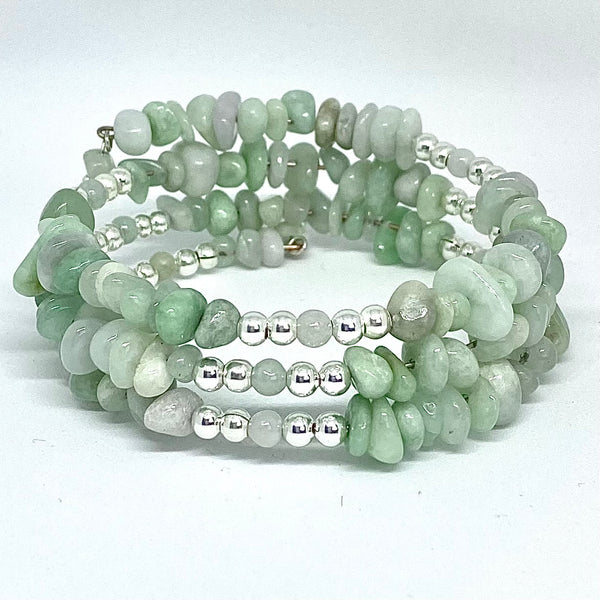 Jadeite nuggets with sterling silver cuff
