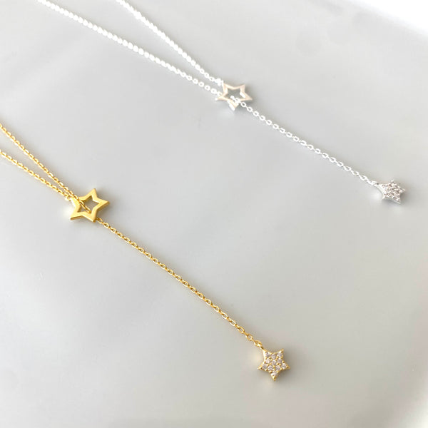 Lariat double star necklace