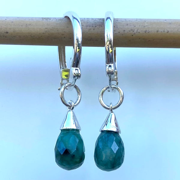 Mini hoops with Sakota emerald drops
