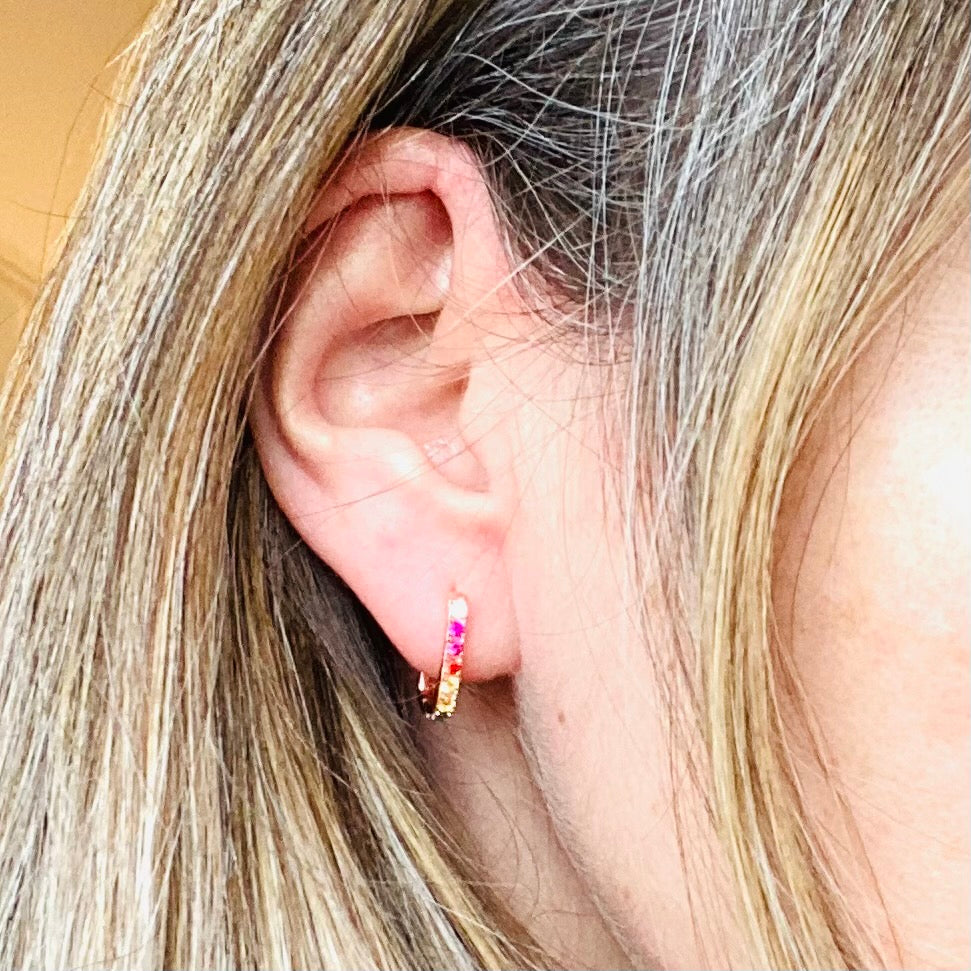 Rainbow u shaped huggie earrings
