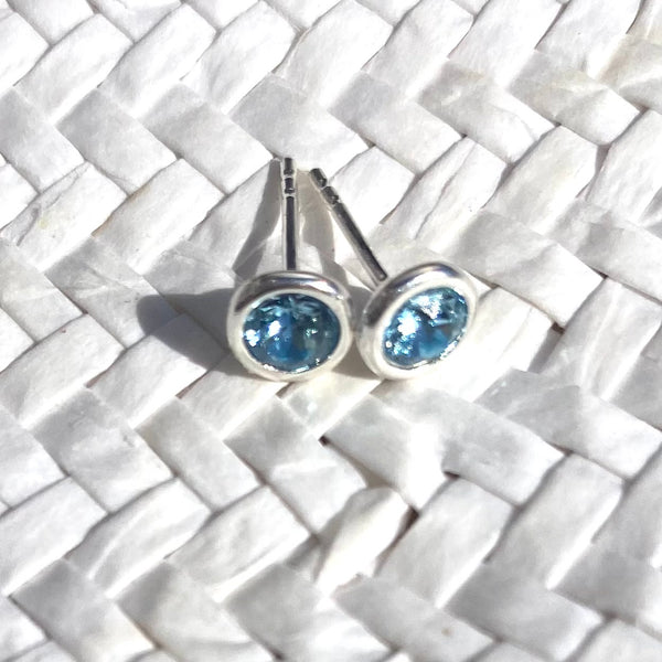 Aqua crystal stud earrings