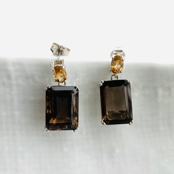 Smokey quartz statement earrings