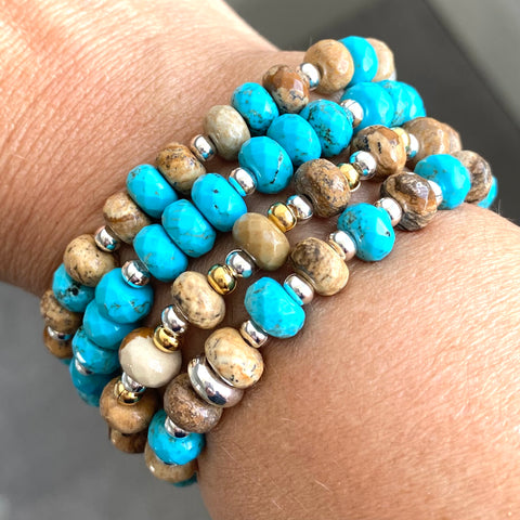 Mix and match stretch gemstone bracelets