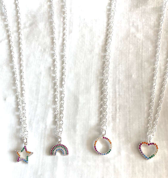 Rainbow plated charm necklace