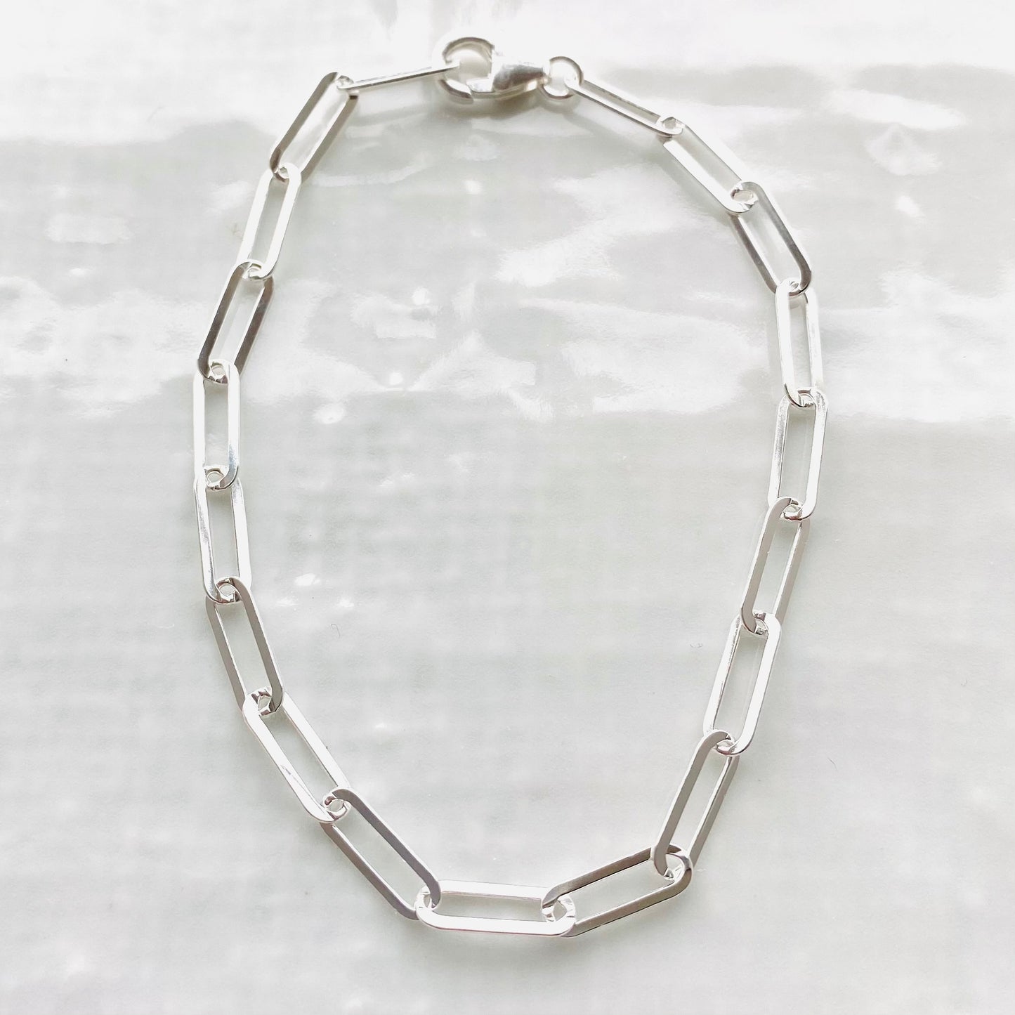Sterling silver Flat link chain bracelet