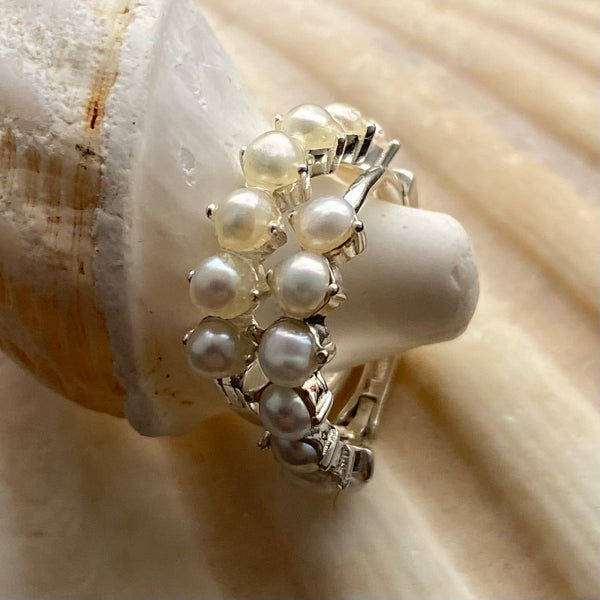 Pearl studded huggies earrings