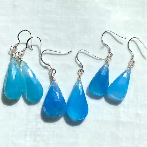 Chalcedony pear drop earrings