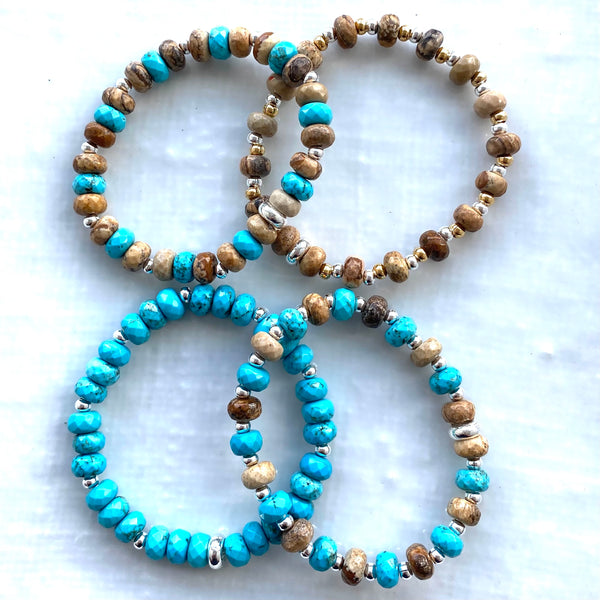 Mix and match stretch gemstone bracelets