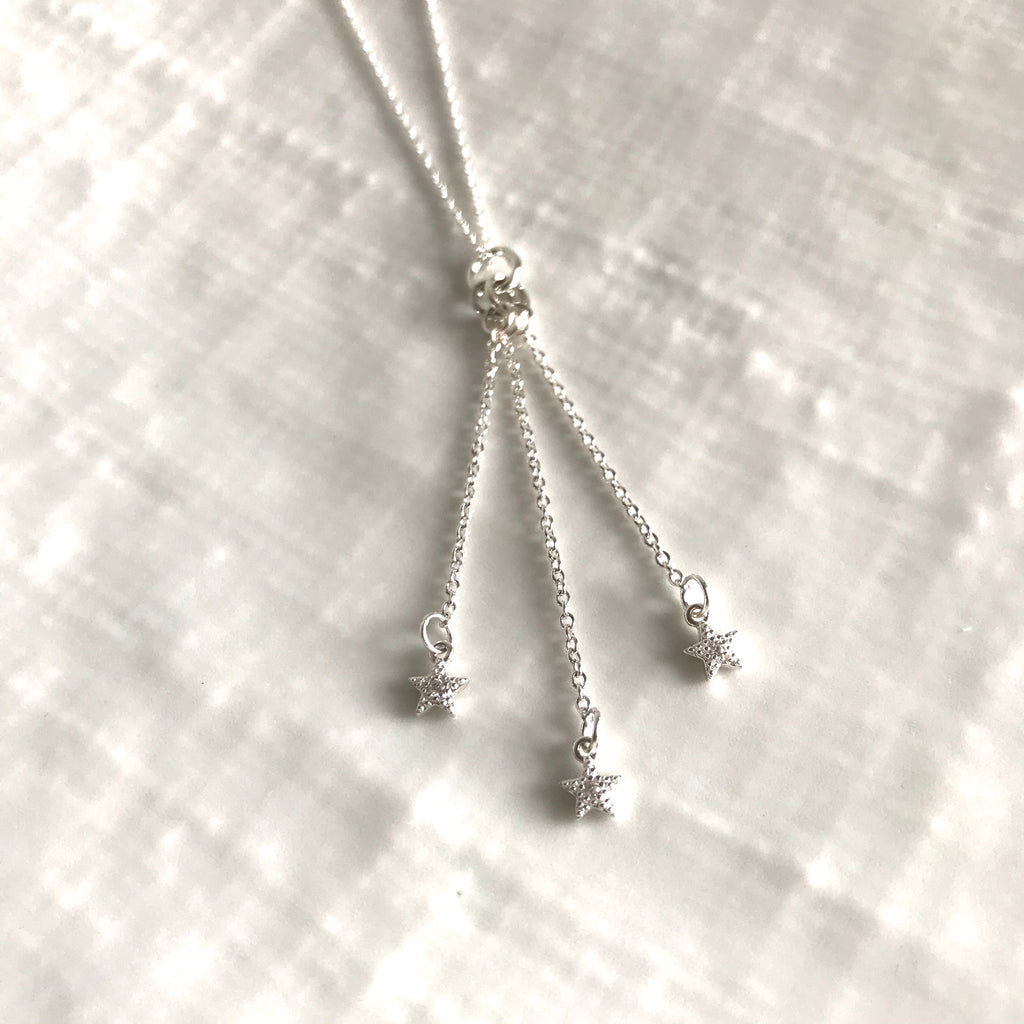 Sterling silver star cluster tassle necklace