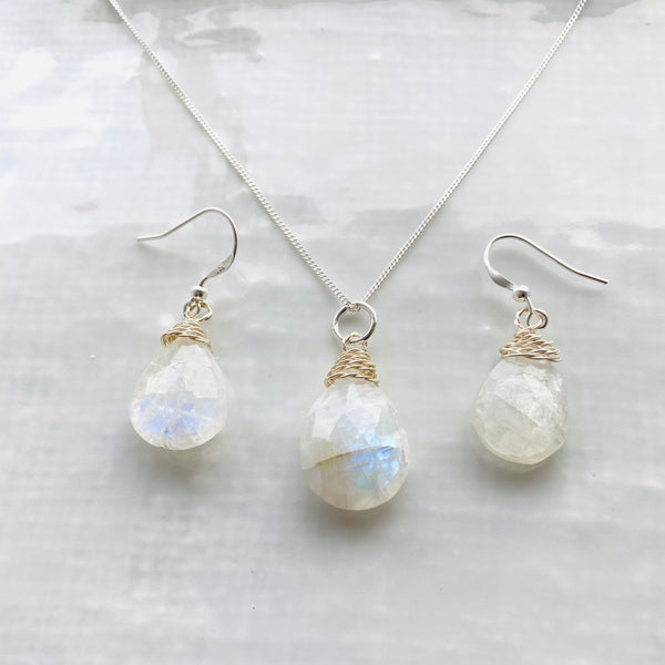 Moonstone pear drop earrings