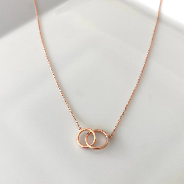 Two rings sterling silver necklace