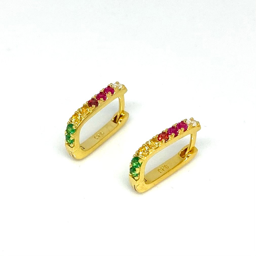 Rainbow u shaped huggie earrings