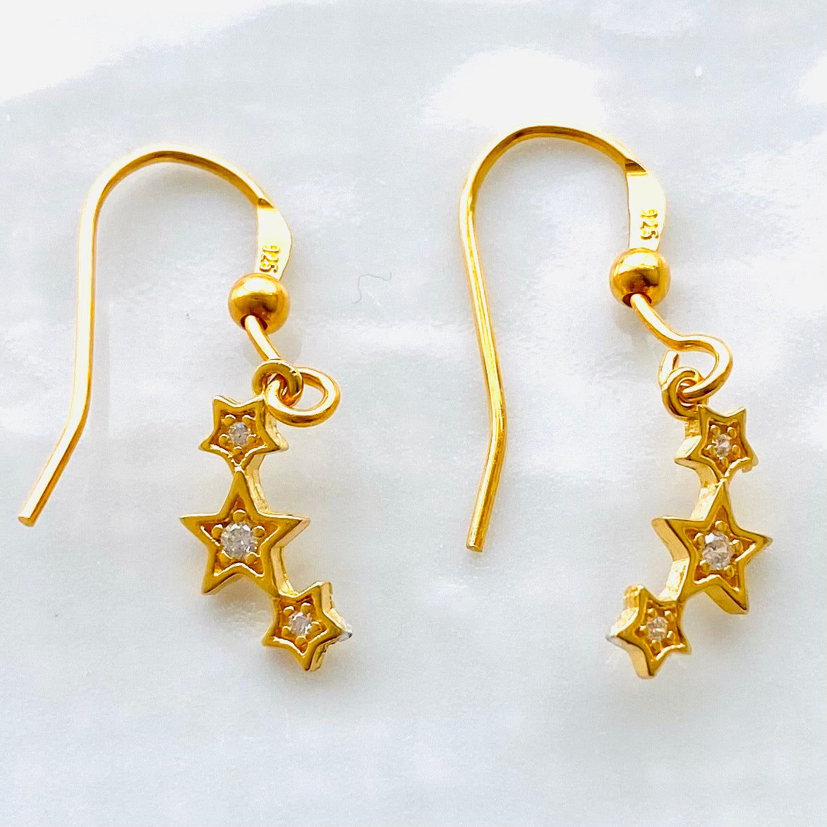 Gold shooting Star cluster earrings