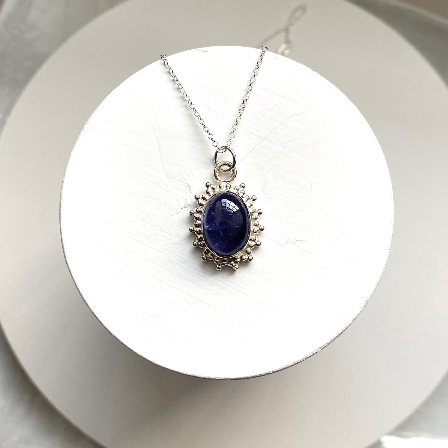 Tanzanite and sterling silver vintage style pendant