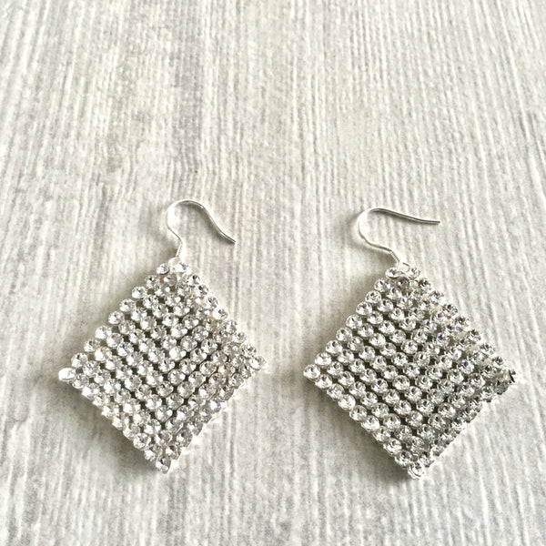 Swarovski crystal elements mesh earrings