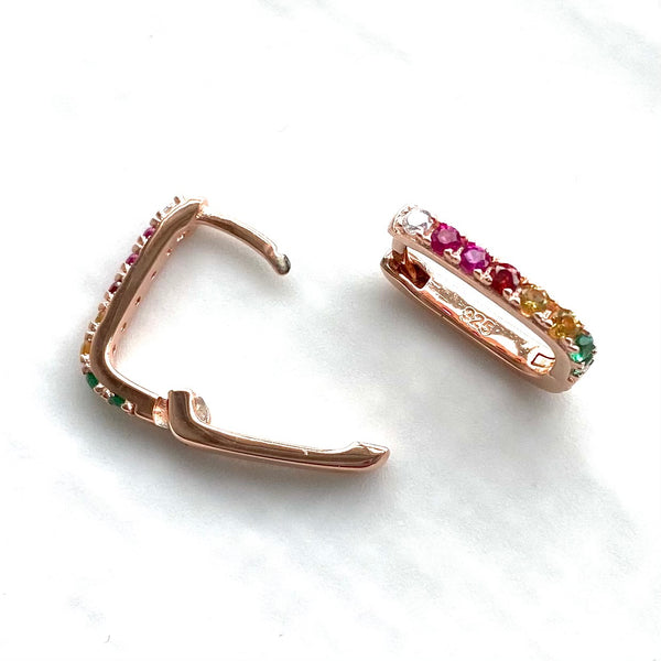 Rainbow u shaped huggie earrings