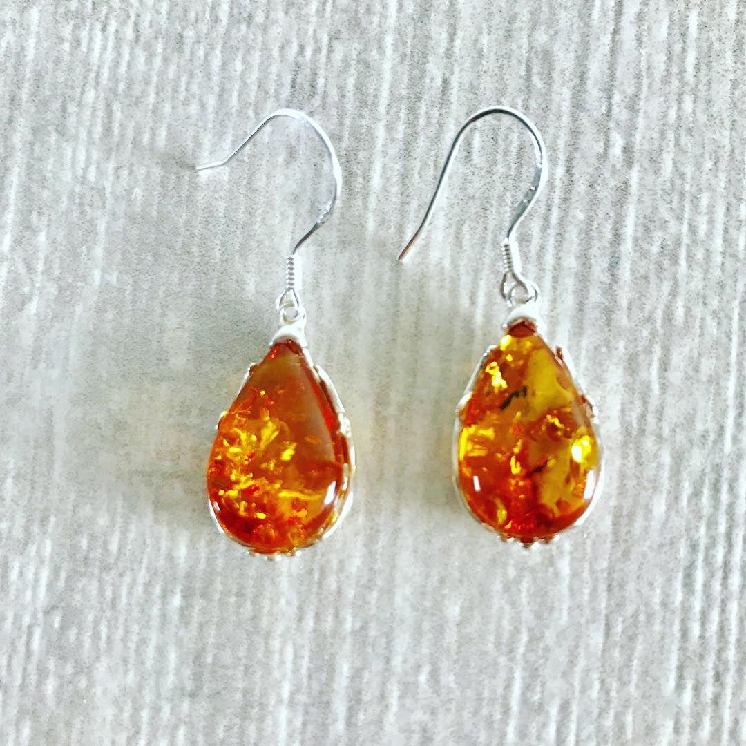 Statement amber earrings