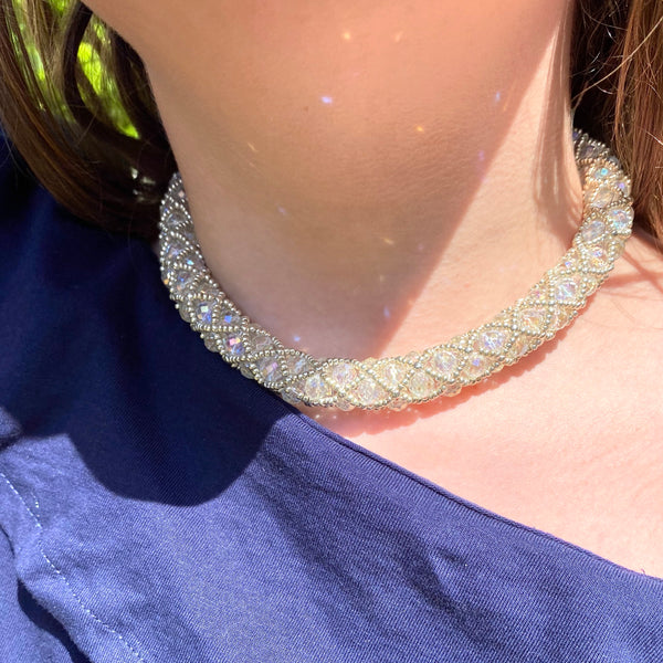 Swarovski Crystal statement tube necklace