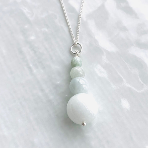 Jadeite four drop sterling silver necklace
